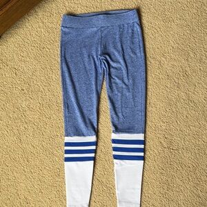Bombshell Sportswear Leggings in Blue and White Stripes. 
Never worn.